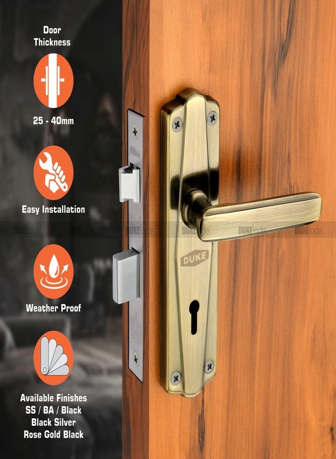 Duke Mortice Door Handle Set with Lock Body | 3 Keys| Double Turn Lock| MH-609 BA KY| 25-40mm, Weather-Proof, Multiple Finishes, Easy Installation - Image 2